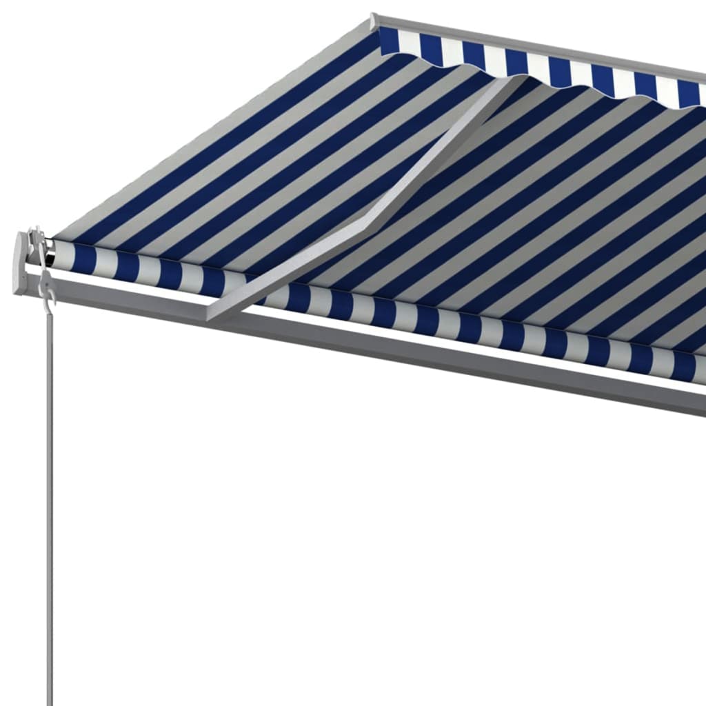 vidaXL Markise Automatisch Einziehbar mit Pfosten 6x3 m Blau Weiß