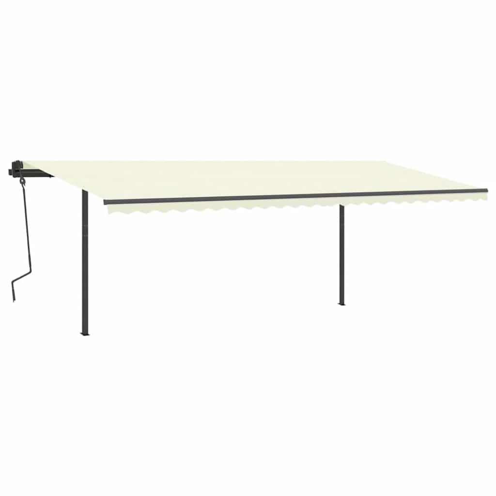 vidaXL Markise Automatisch Einziehbar mit Pfosten 6x3 m Creme