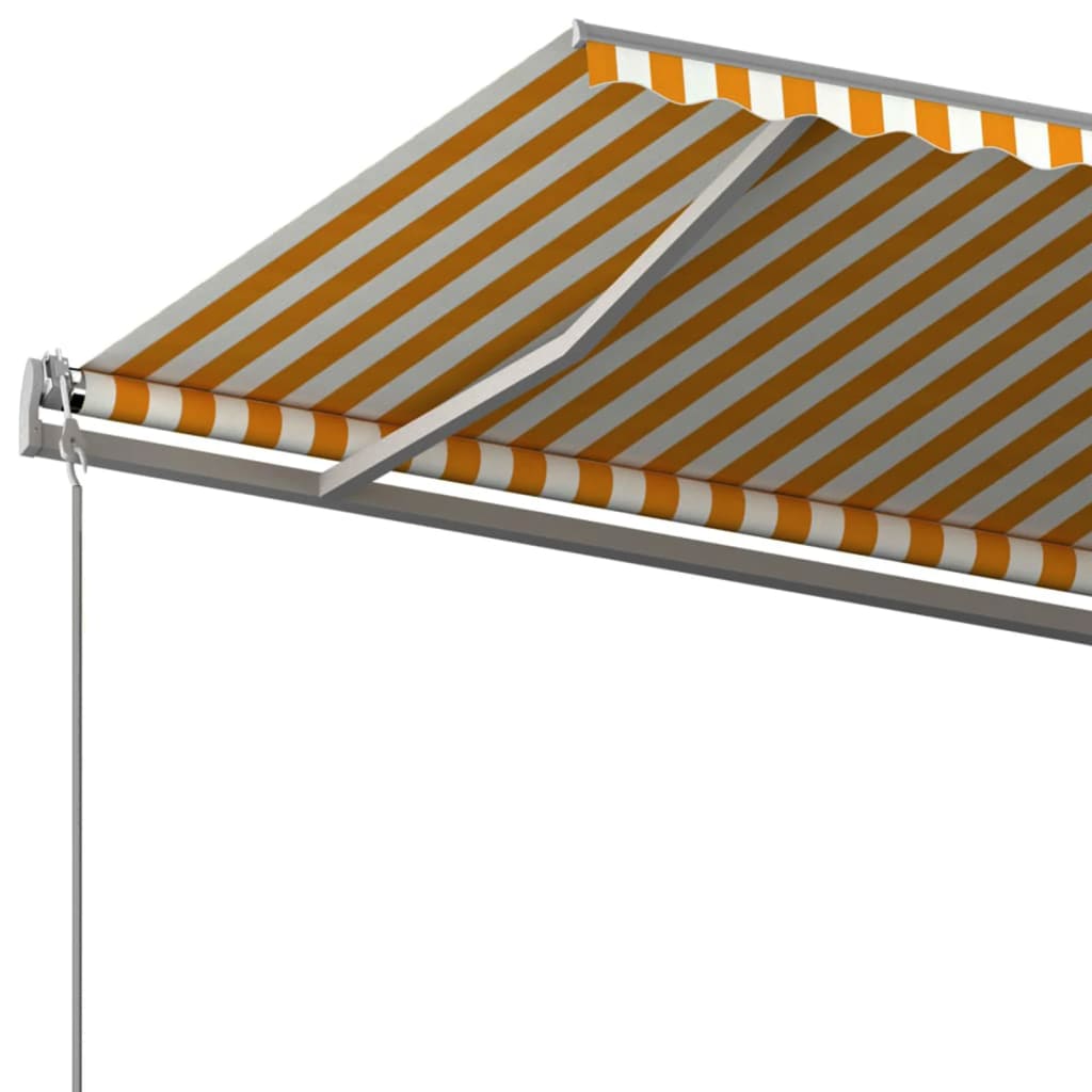 vidaXL Markise Automatisch Einziehbar mit Pfosten 6x3 m Gelb Weiß