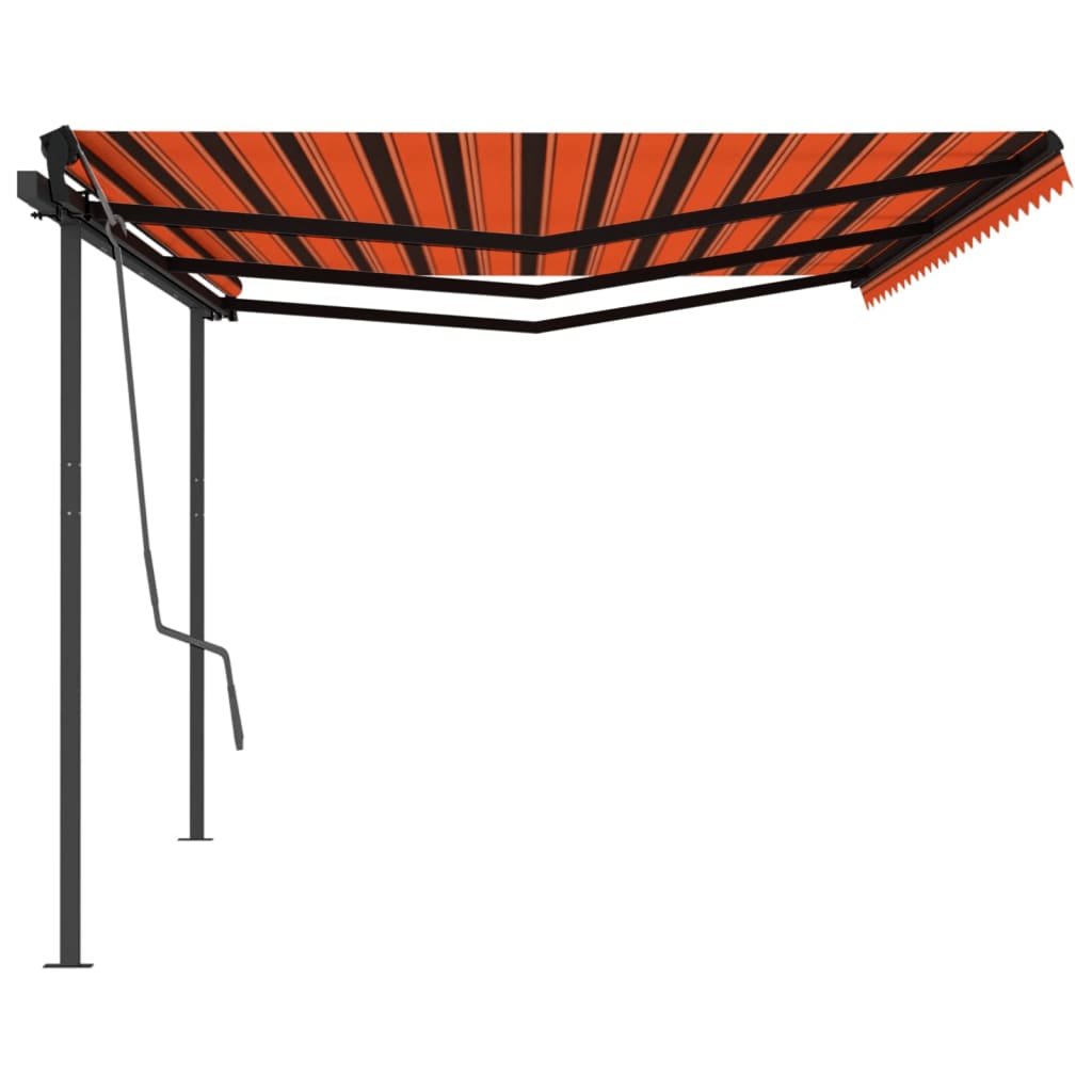 vidaXL Markise Automatisch Einziehbar mit Pfosten 6x3 m Orange Braun