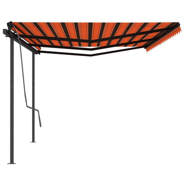 vidaXL Markise Automatisch Einziehbar mit Pfosten 6x3 m Orange Braun
