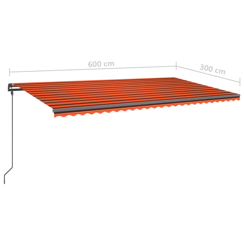vidaXL Markise Automatisch Einziehbar mit Pfosten 6x3 m Orange Braun