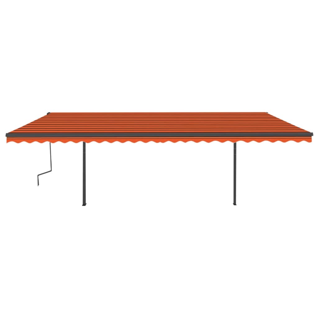 vidaXL Markise Automatisch Einziehbar mit Pfosten 6x3 m Orange Braun
