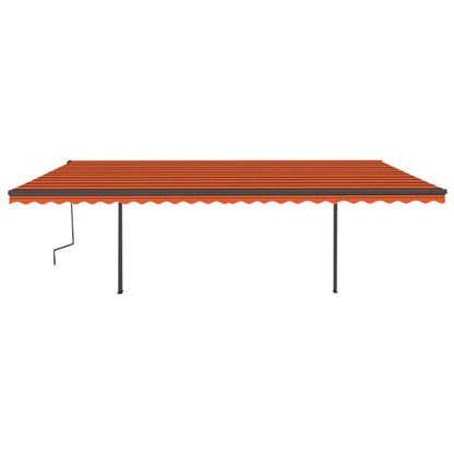vidaXL Markise Automatisch Einziehbar mit Pfosten 6x3 m Orange Braun