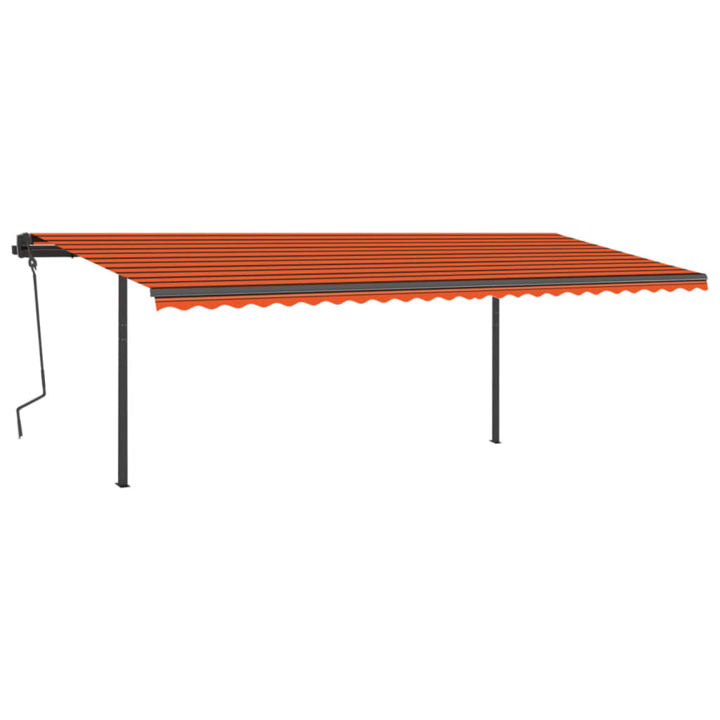 vidaXL Markise Automatisch Einziehbar mit Pfosten 6x3 m Orange Braun