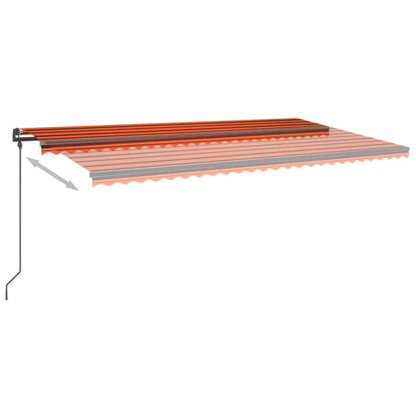 vidaXL Markise Automatisch Einziehbar mit Pfosten 6x3 m Orange Braun