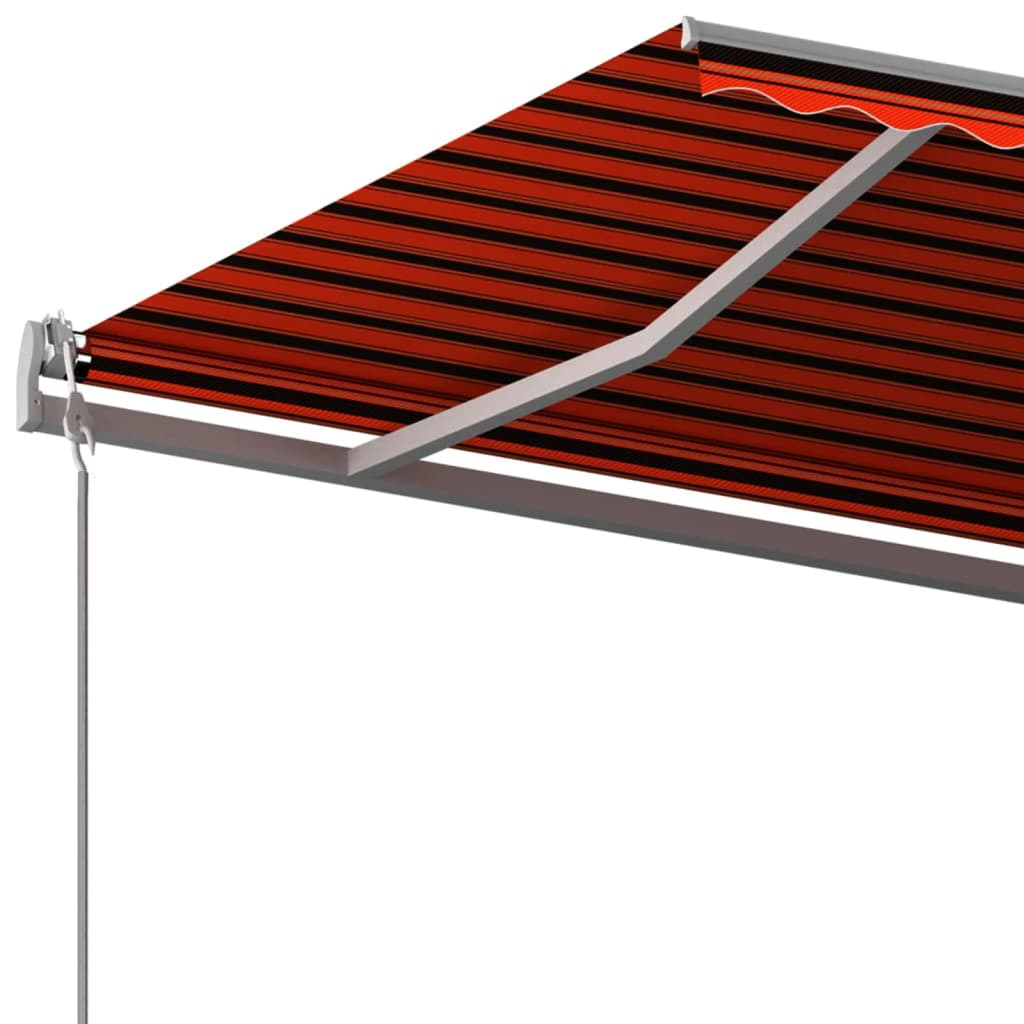 vidaXL Markise Automatisch Einziehbar mit Pfosten 6x3 m Orange Braun