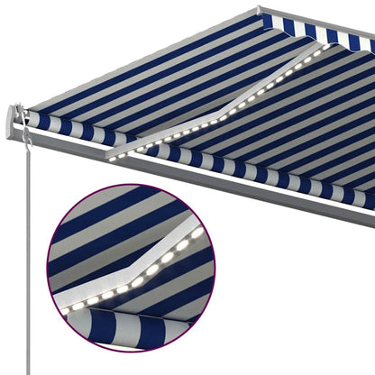 vidaXL Automatische Markise mit LED & Windsensor 6x3 m Blau & Weiß