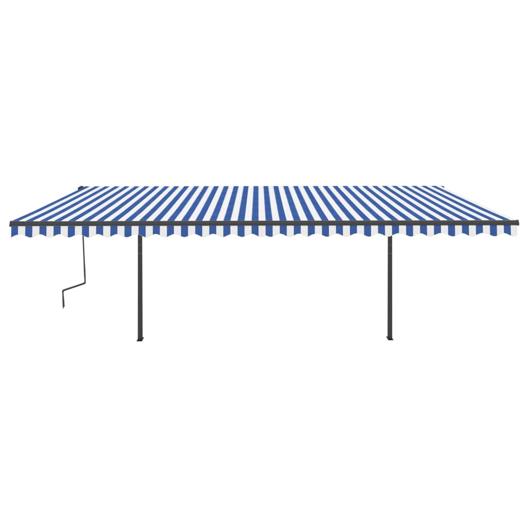 vidaXL Markise Manuell Einziehbar mit Pfosten 6x3,5 m Blau Weiß