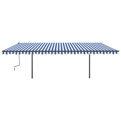 vidaXL Markise Manuell Einziehbar mit Pfosten 6x3,5 m Blau Weiß