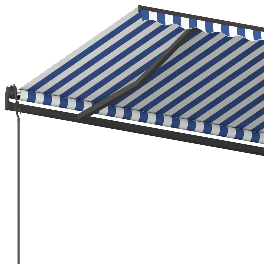 vidaXL Markise Manuell Einziehbar mit Pfosten 6x3,5 m Blau Weiß