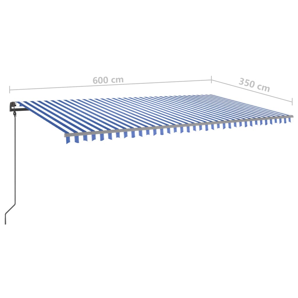 vidaXL Markise Manuell Einziehbar mit Pfosten 6x3,5 m Blau Weiß