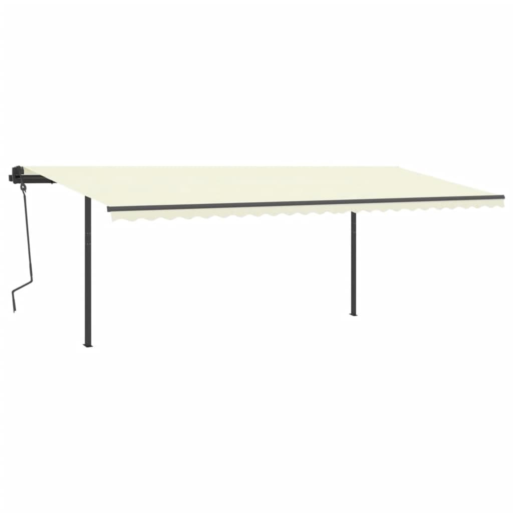 vidaXL Markise Manuell Einziehbar mit Pfosten 6x3,5 m Creme