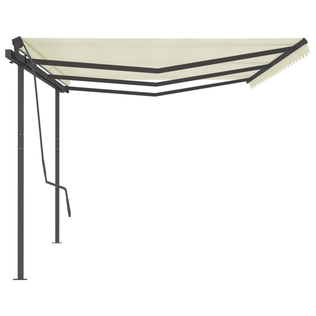 vidaXL Markise Manuell Einziehbar mit Pfosten 6x3,5 m Creme