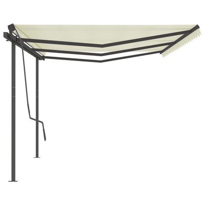 vidaXL Markise Manuell Einziehbar mit Pfosten 6x3,5 m Creme