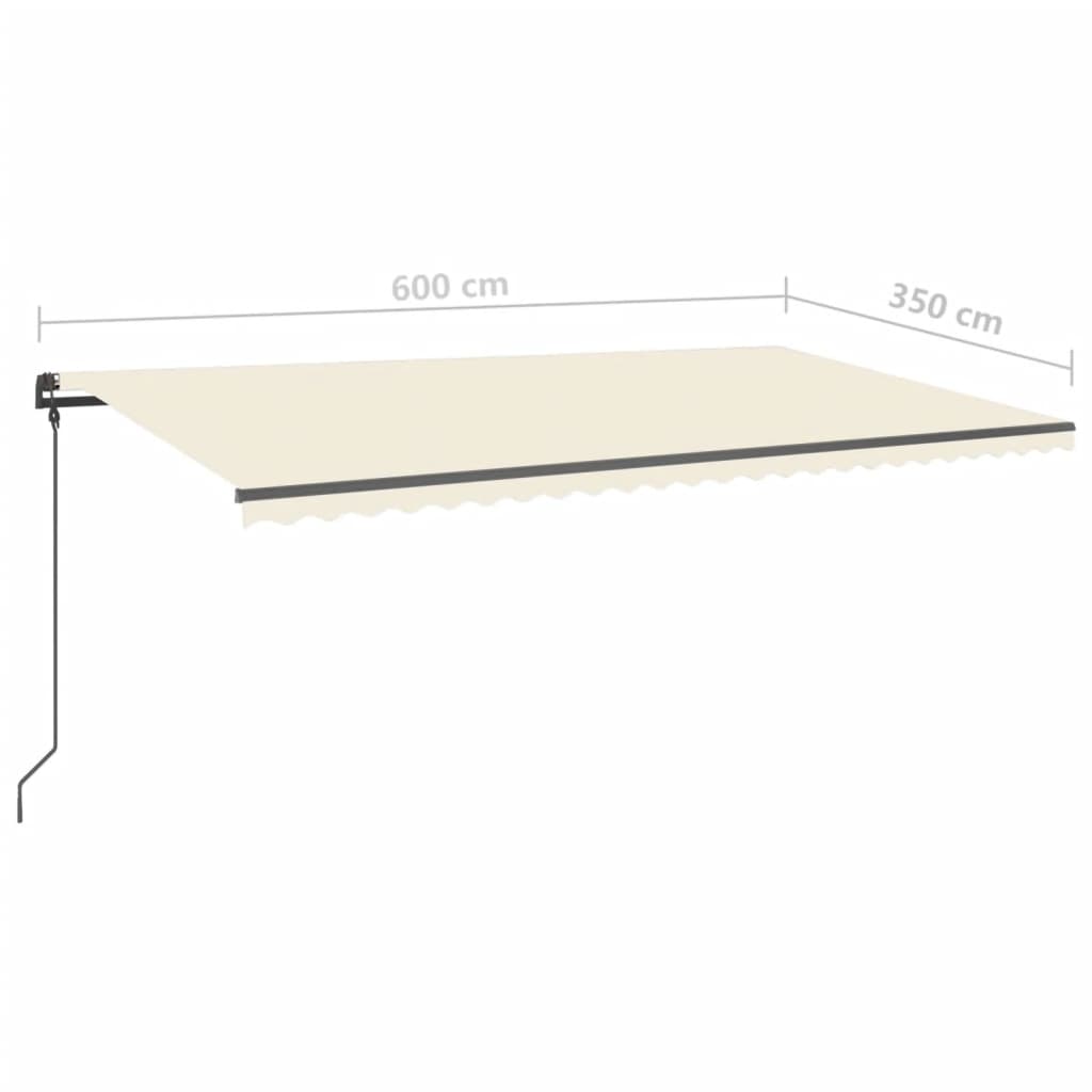 vidaXL Markise Manuell Einziehbar mit Pfosten 6x3,5 m Creme