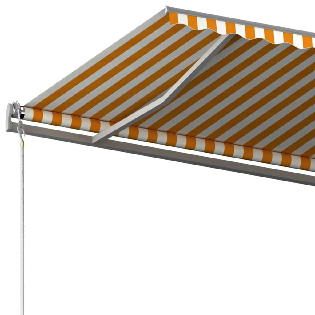 vidaXL Markise Manuell Einziehbar mit Pfosten 6x3,5 m Gelb Weiß