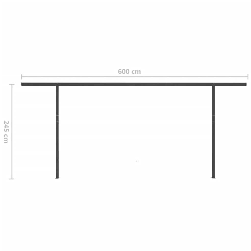 vidaXL Markise Manuell Einziehbar mit Pfosten 6x3,5 m Anthrazit