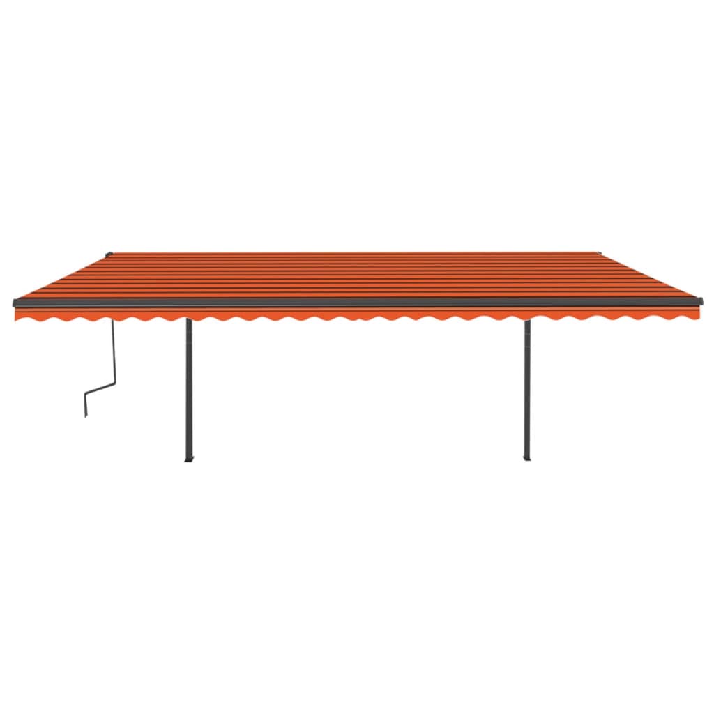 vidaXL Markise Manuell Einziehbar mit Pfosten 6x3,5 m Orange Braun