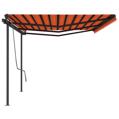 vidaXL Markise Manuell Einziehbar mit Pfosten 6x3,5 m Orange Braun