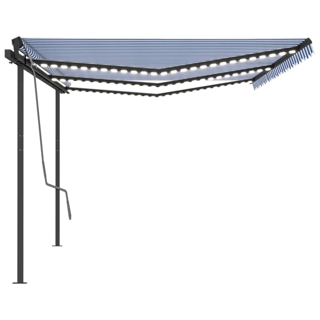 vidaXL Markise Manuell Einziehbar mit LED 6x3,5 m Blau und Weiß