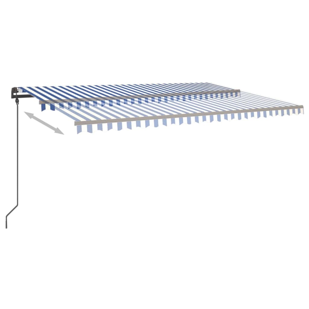 vidaXL Markise Manuell Einziehbar mit LED 6x3,5 m Blau und Weiß