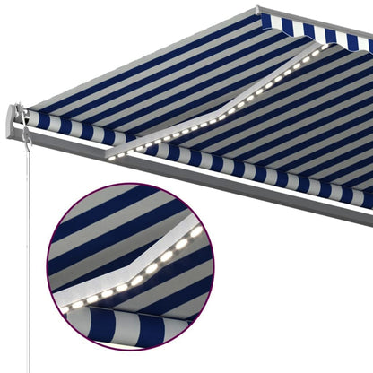 vidaXL Markise Manuell Einziehbar mit LED 6x3,5 m Blau und Weiß