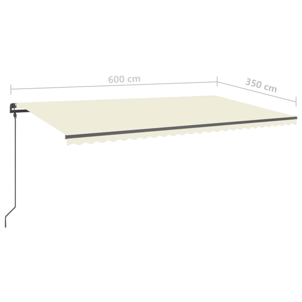 vidaXL Markise Manuell Einziehbar mit LED 6x3,5 m Creme