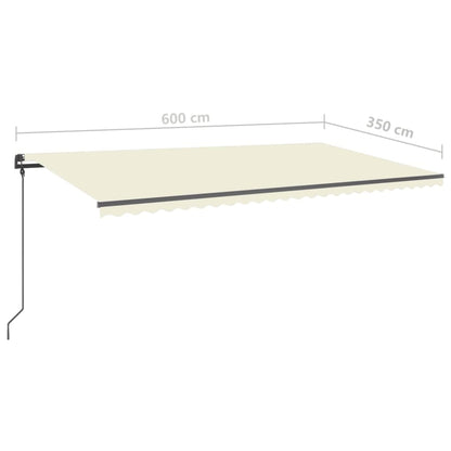 vidaXL Markise Manuell Einziehbar mit LED 6x3,5 m Creme
