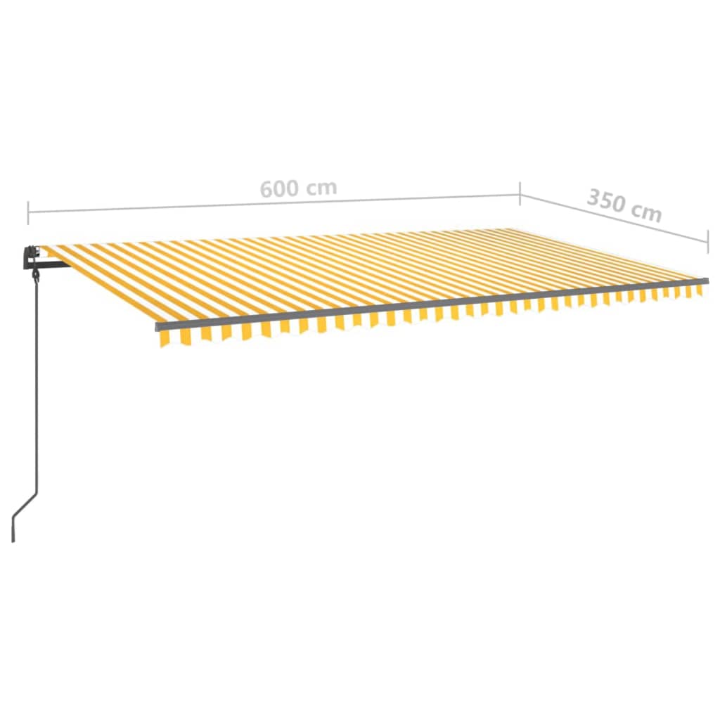 vidaXL Markise Manuell Einziehbar mit LED 6x3,5 m Gelb und Weiß