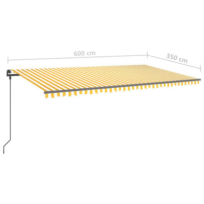vidaXL Markise Manuell Einziehbar mit LED 6x3,5 m Gelb und Weiß