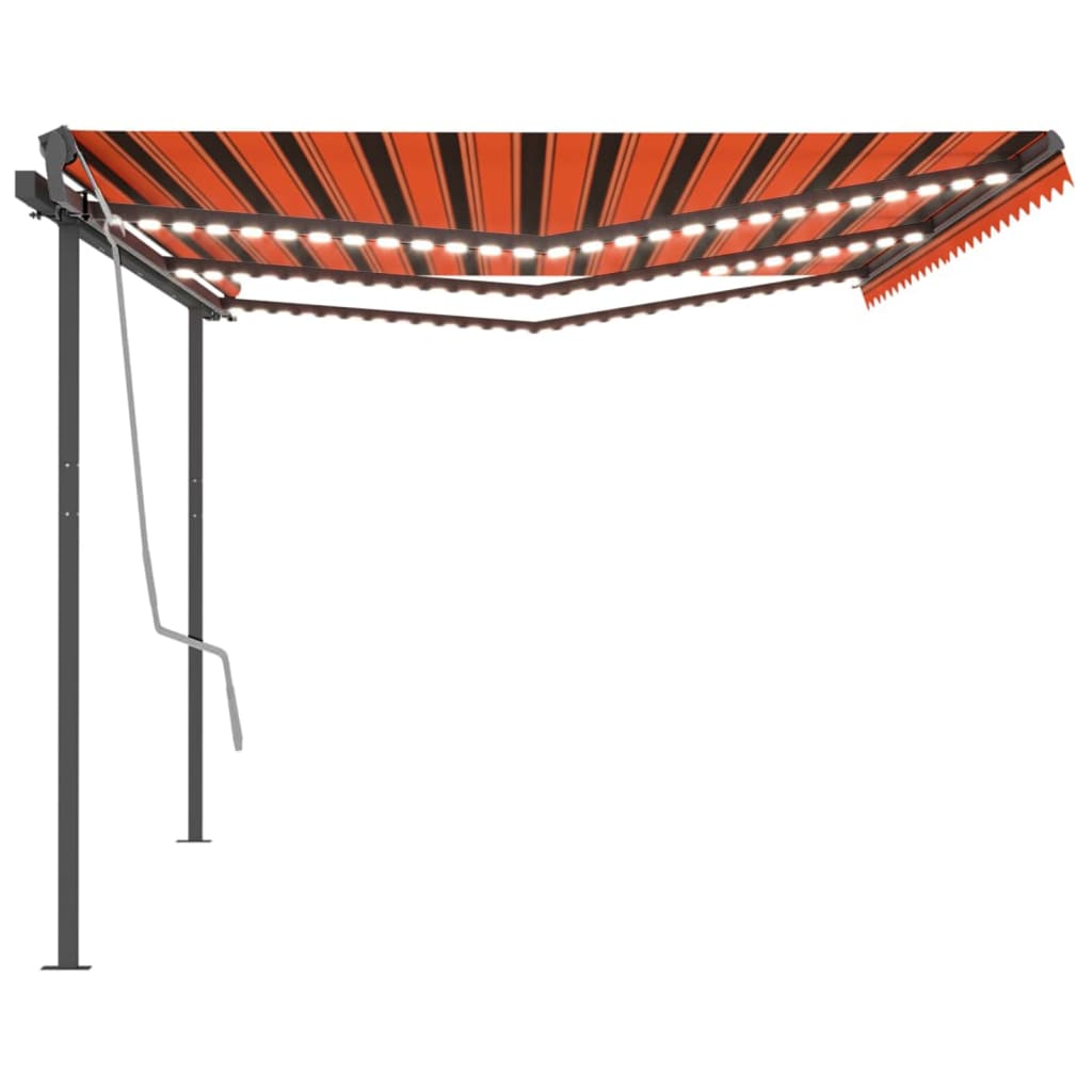 vidaXL Markise Manuell Einziehbar mit LED 6x3,5 m Orange und Braun