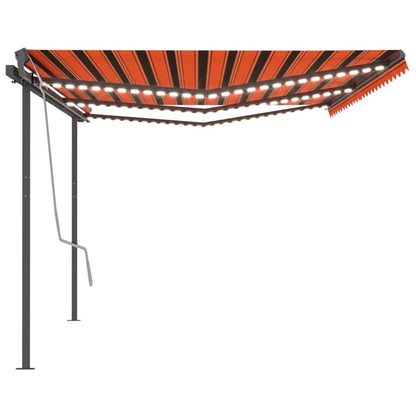 vidaXL Markise Manuell Einziehbar mit LED 6x3,5 m Orange und Braun