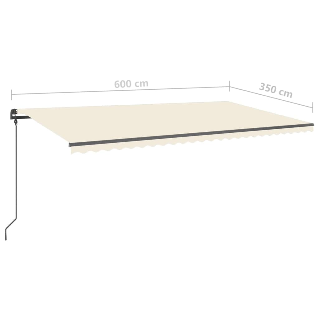vidaXL Markise Automatisch Einziehbar mit Pfosten 6x3,5 m Creme