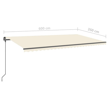 vidaXL Markise Automatisch Einziehbar mit Pfosten 6x3,5 m Creme
