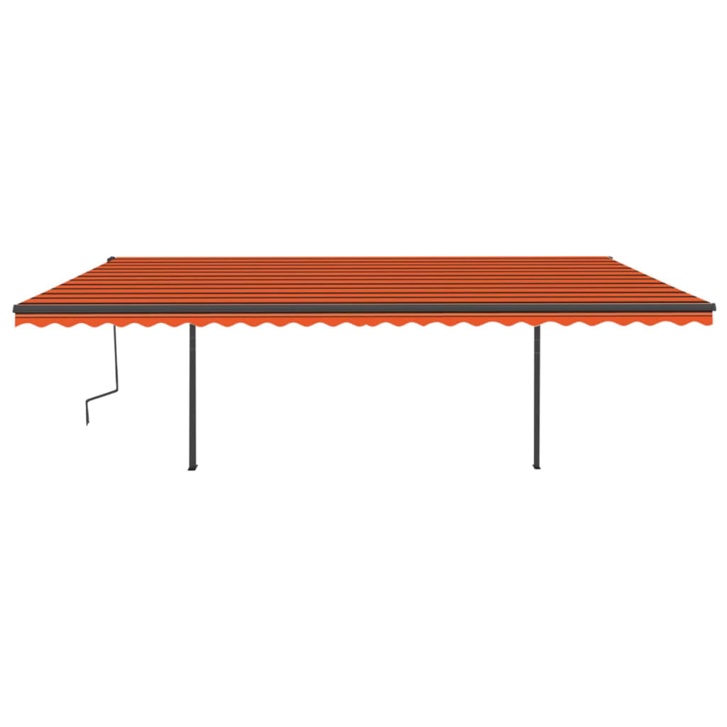 vidaXL Markise Automatisch Einziehbar mit Pfosten 6x3,5 m Orange Braun