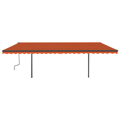 vidaXL Markise Automatisch Einziehbar mit Pfosten 6x3,5 m Orange Braun