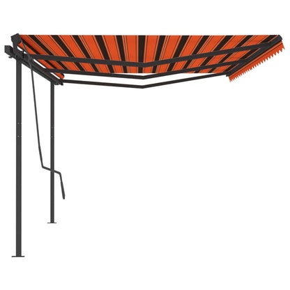 vidaXL Markise Automatisch Einziehbar mit Pfosten 6x3,5 m Orange Braun