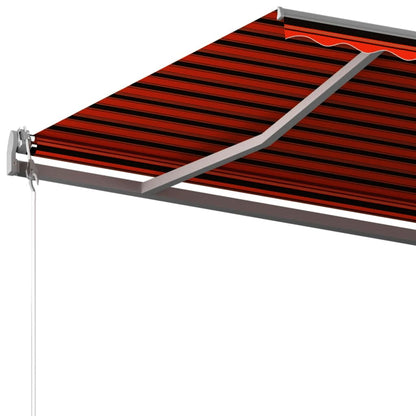 vidaXL Markise Automatisch Einziehbar mit Pfosten 6x3,5 m Orange Braun