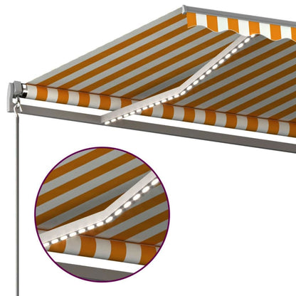 vidaXL Automatische Markise mit LED & Windsensor 6x3,5 m Gelb & Weiß
