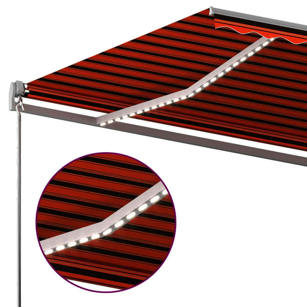 vidaXL Automatische Markise mit LED & Windsensor 6x3,5m Orange & Braun
