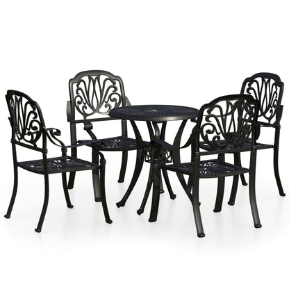 vidaXL Ensemble bistro 5 pièces en fonte d'aluminium noir