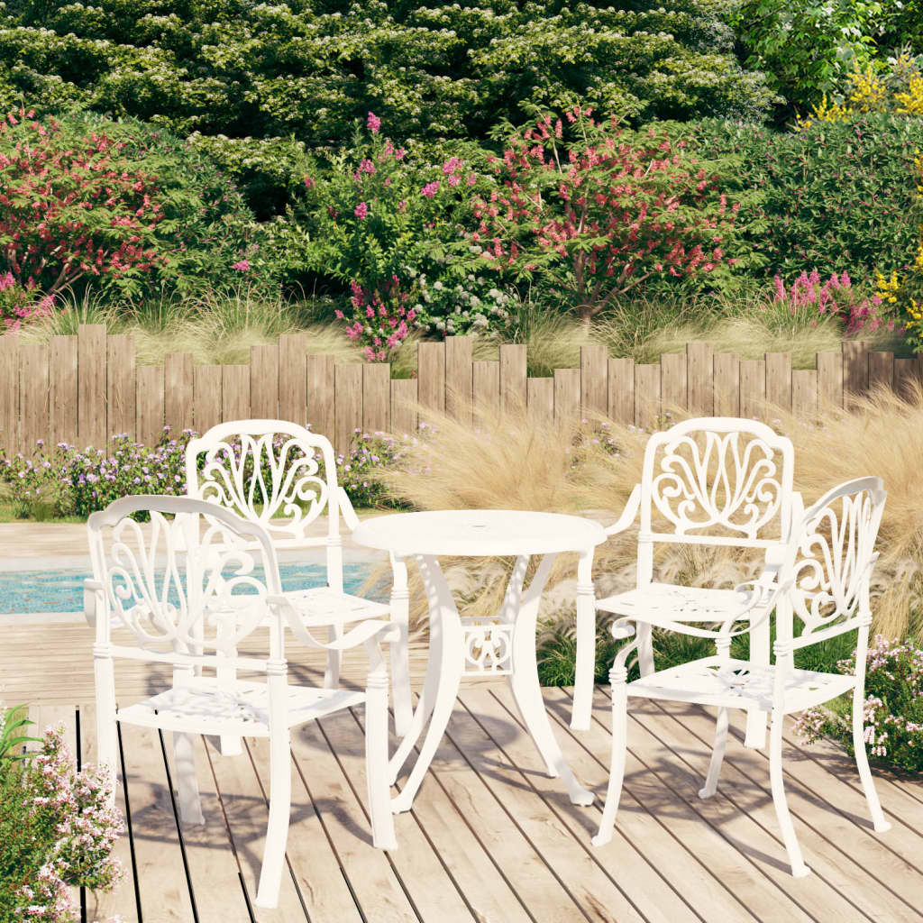 vidaXL Ensemble de bistrot 5 pièces en aluminium moulé blanc