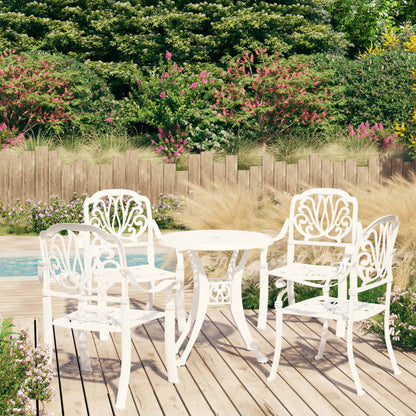 vidaXL Ensemble de bistrot 5 pièces en aluminium moulé blanc