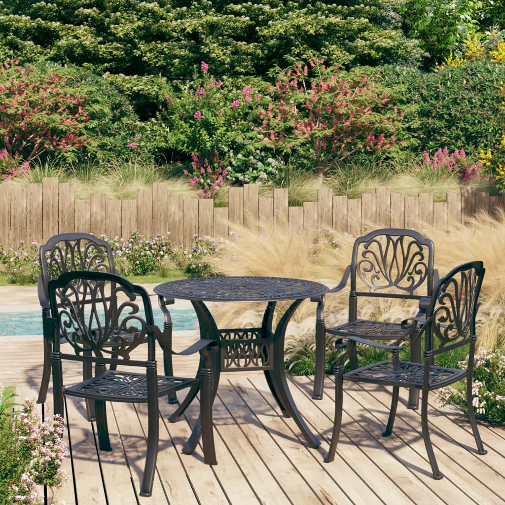 vidaXL Ensemble de bistrot 5 pièces en aluminium moulé Noir