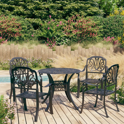 vidaXL Ensemble de bistrot 5 pièces en aluminium moulé Noir