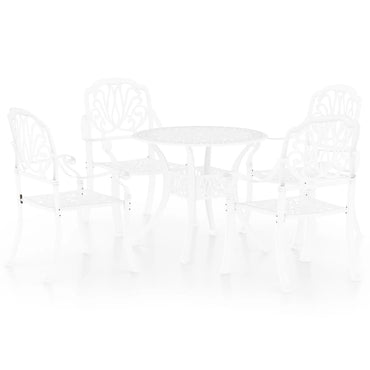 vidaXL 5-tlg. Bistro-Set Aluminiumguss Weiß