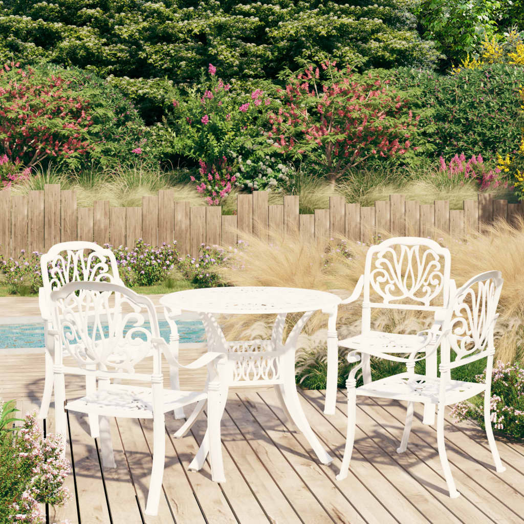 vidaXL Ensemble de bistrot 5 pcs en fonte d'aluminium Blanc