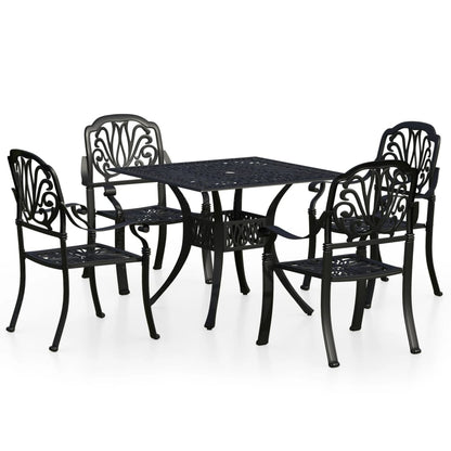 vidaXL Ensemble de bistrot 5 pièces en aluminium moulé Noir