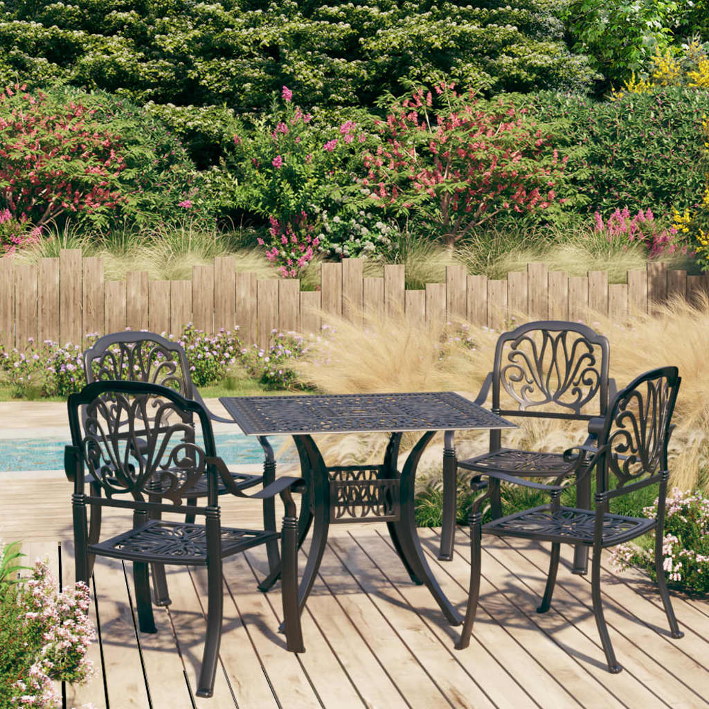 vidaXL Ensemble de bistrot 5 pièces en aluminium moulé Noir